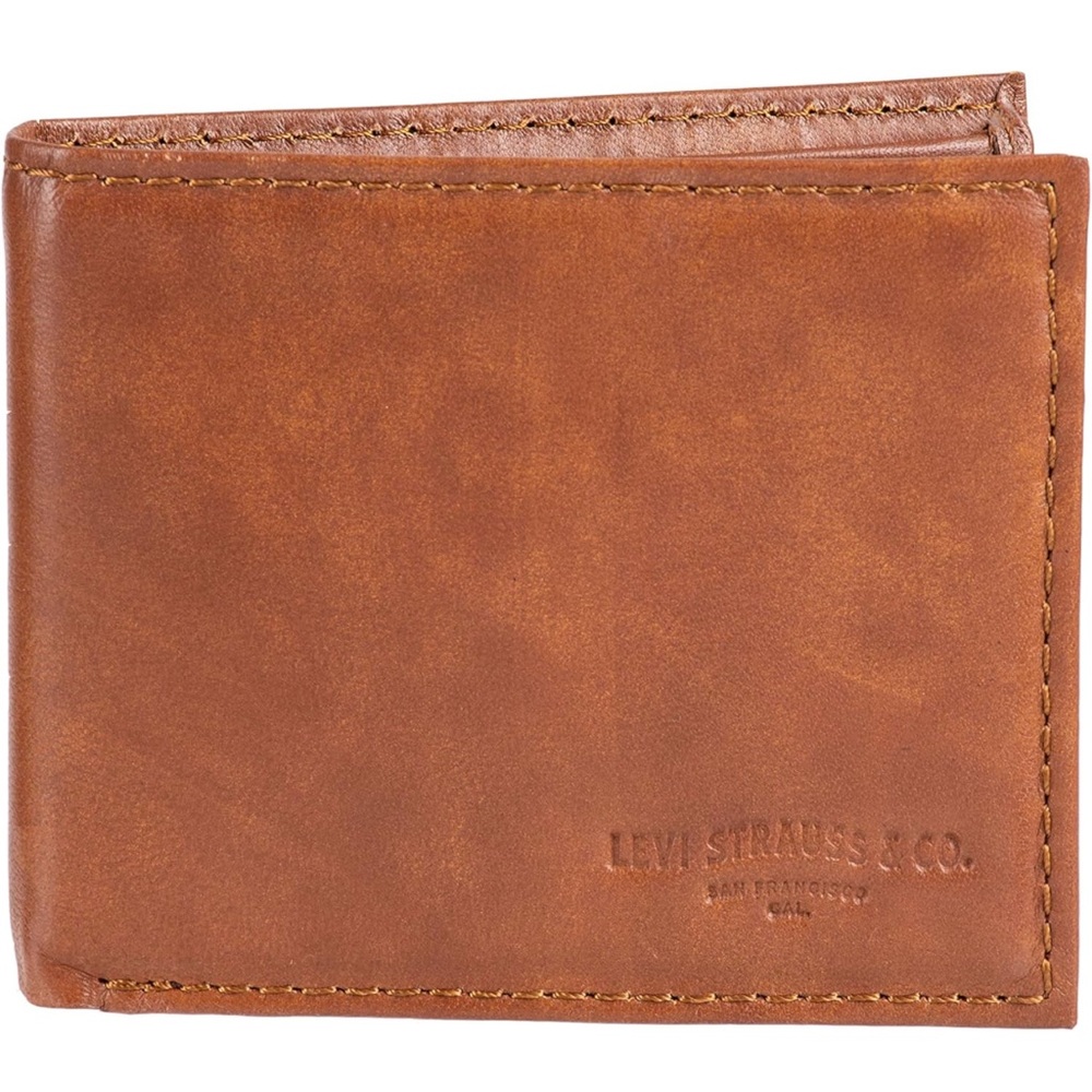 Levi's Men's Slim Bifold Wallet in tan brown